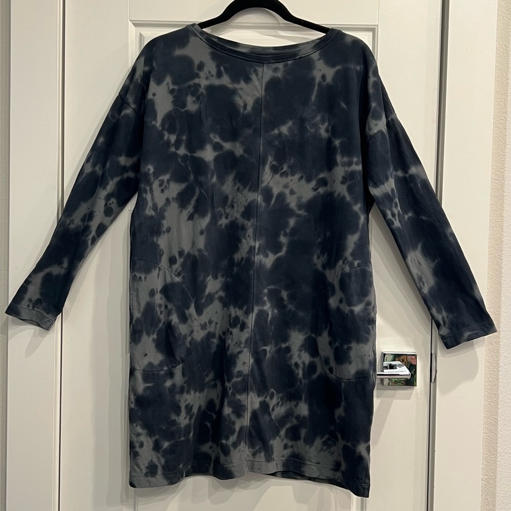 J. Jill Pure Jill - Cloud Black & Gray Tie-dye 100% Cotton Long Sleeve Dress MP